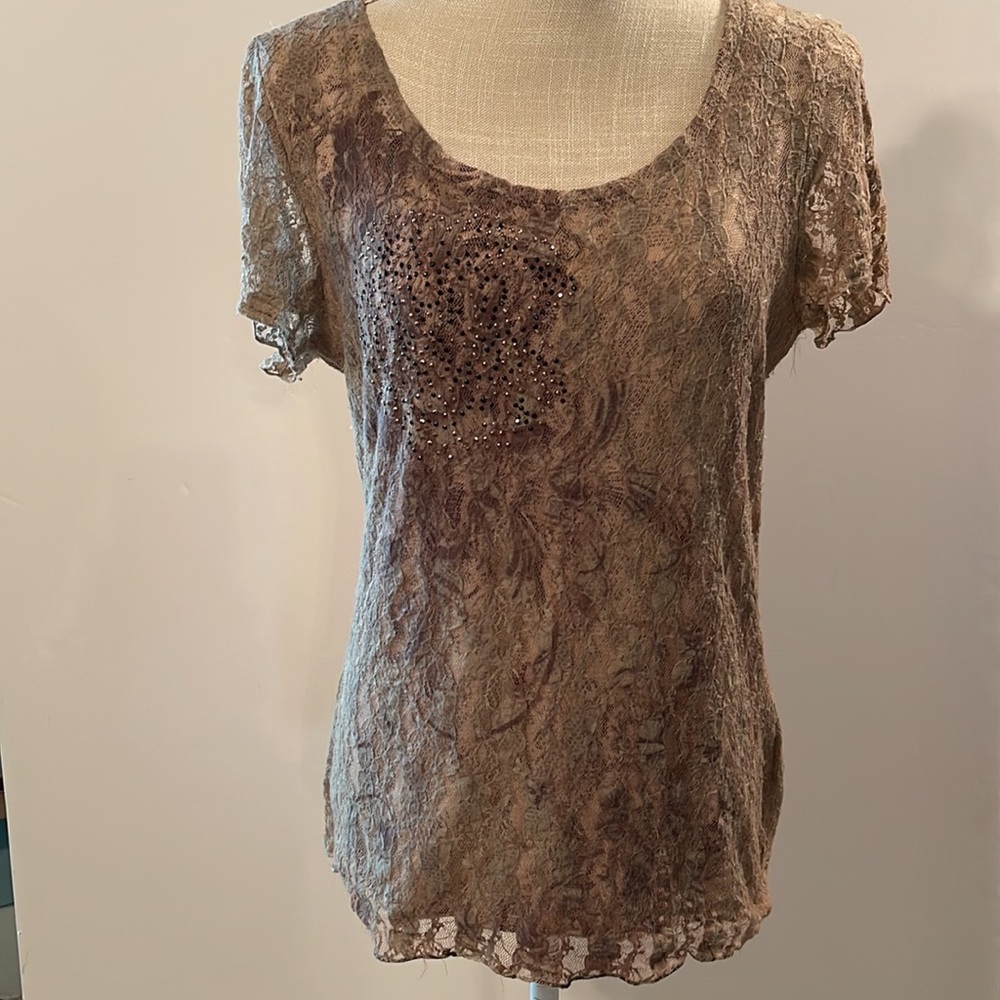 Style & Company Short Sleeved Lace Top